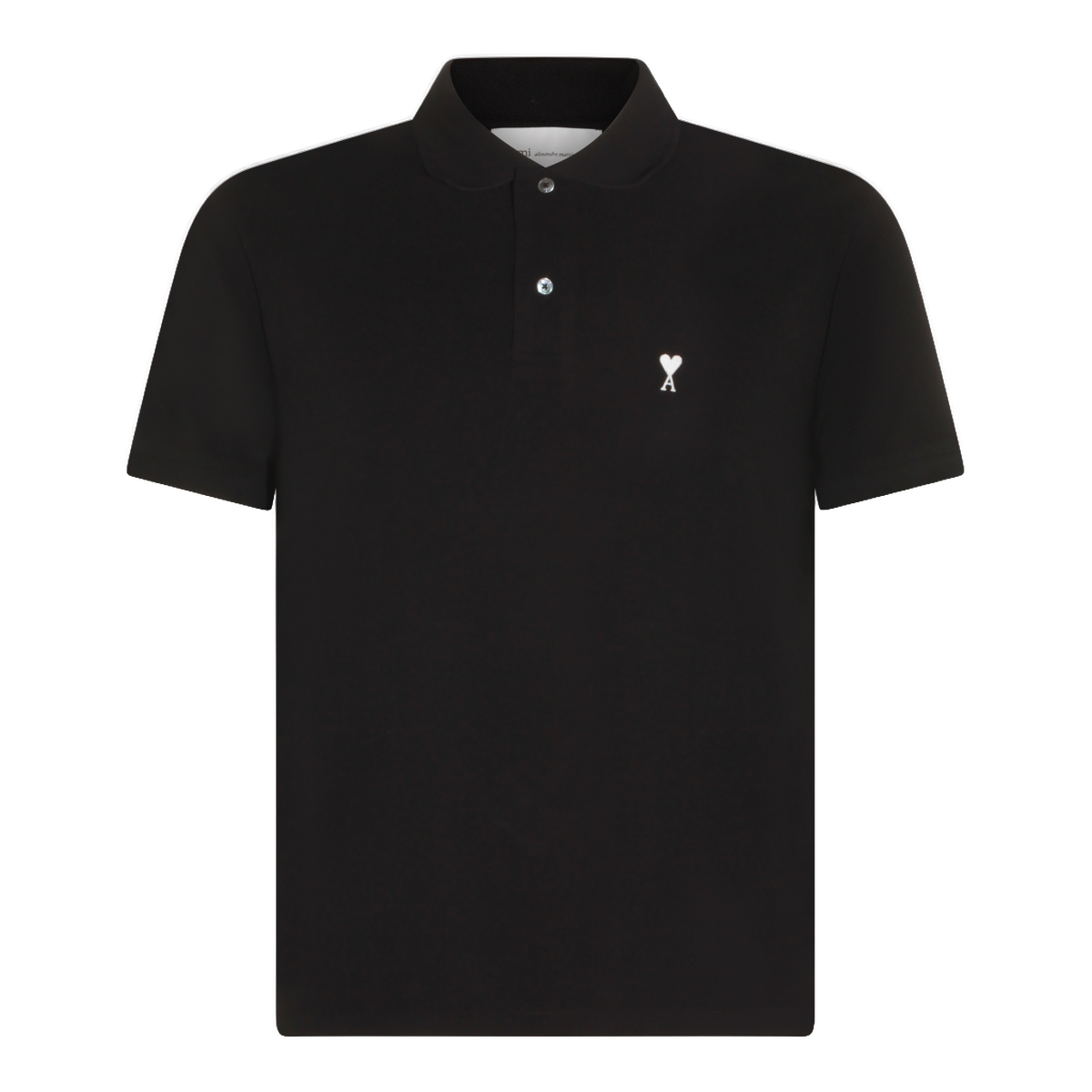 Classic Black Polo with Two-Button Placket