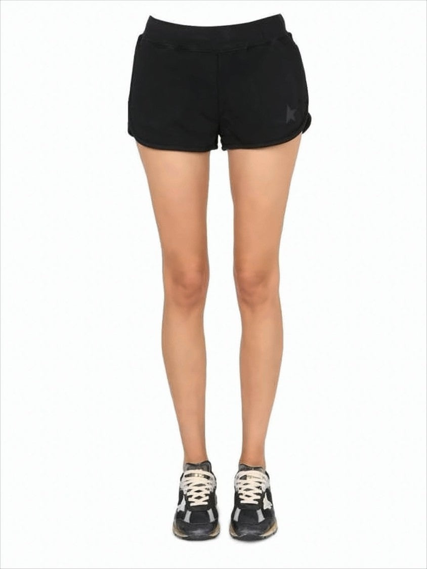 Classic Black Shorts With Elastic Waistband And Subtle Detailing