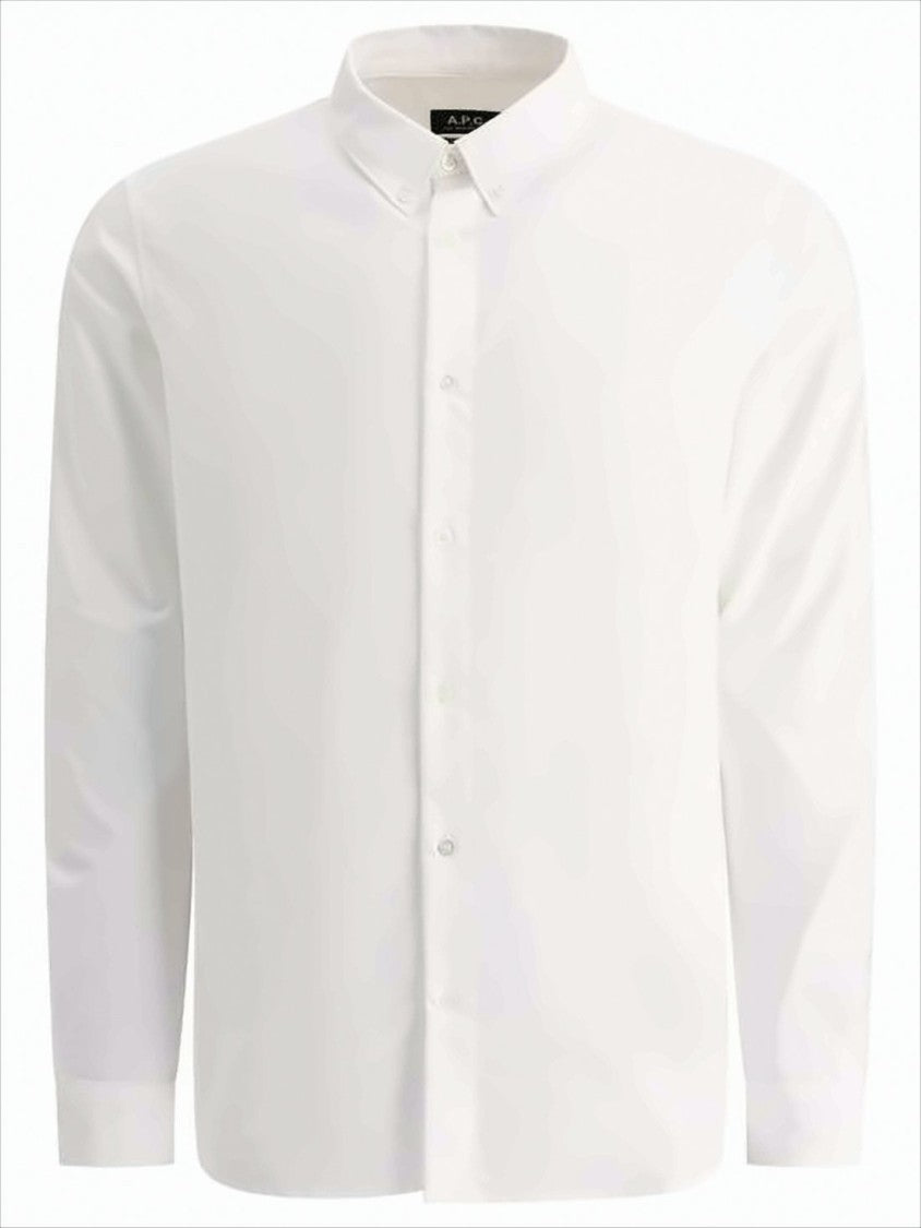 Long-Sleeve White Shirt with Classic Button-Down Collar