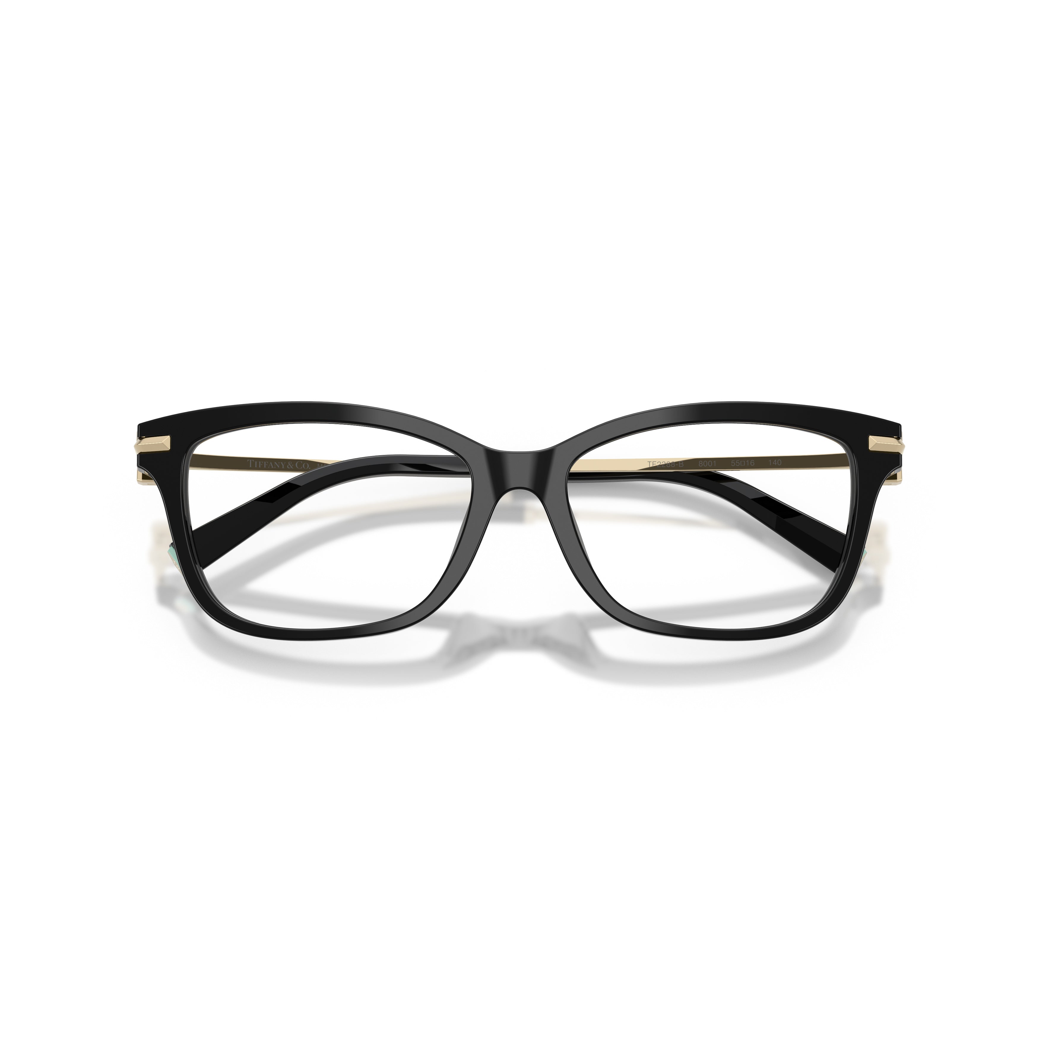 Black Rectangular Acetate Gold Accent Eyeglasses