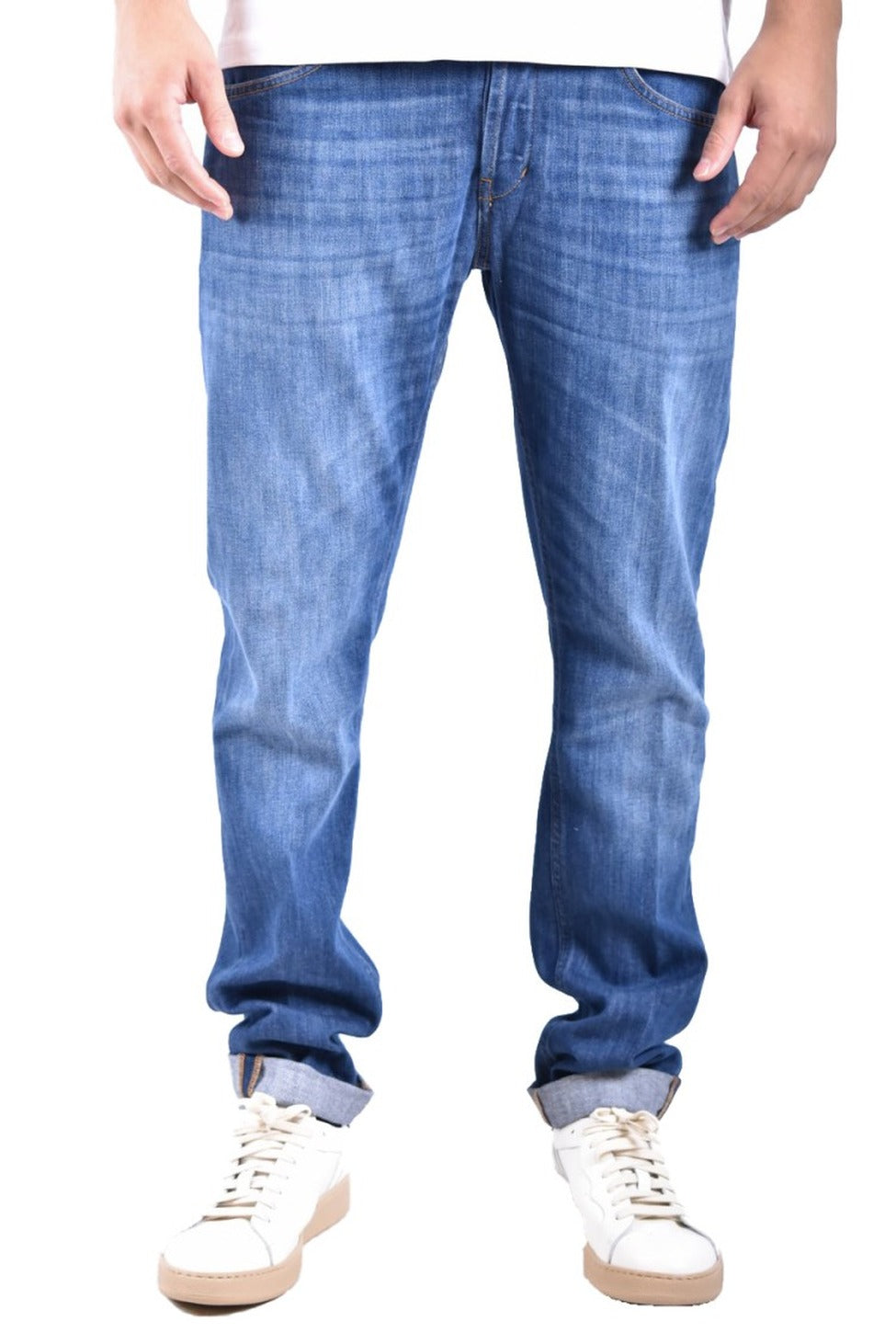 Straight-Leg Blue Denim Jeans With Classic Five-Pocket Design