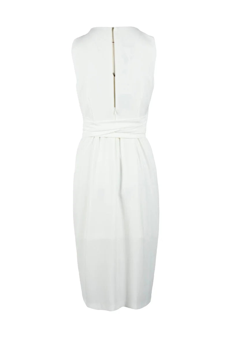 Sleeveless Midi Dress with Wrap Bodice