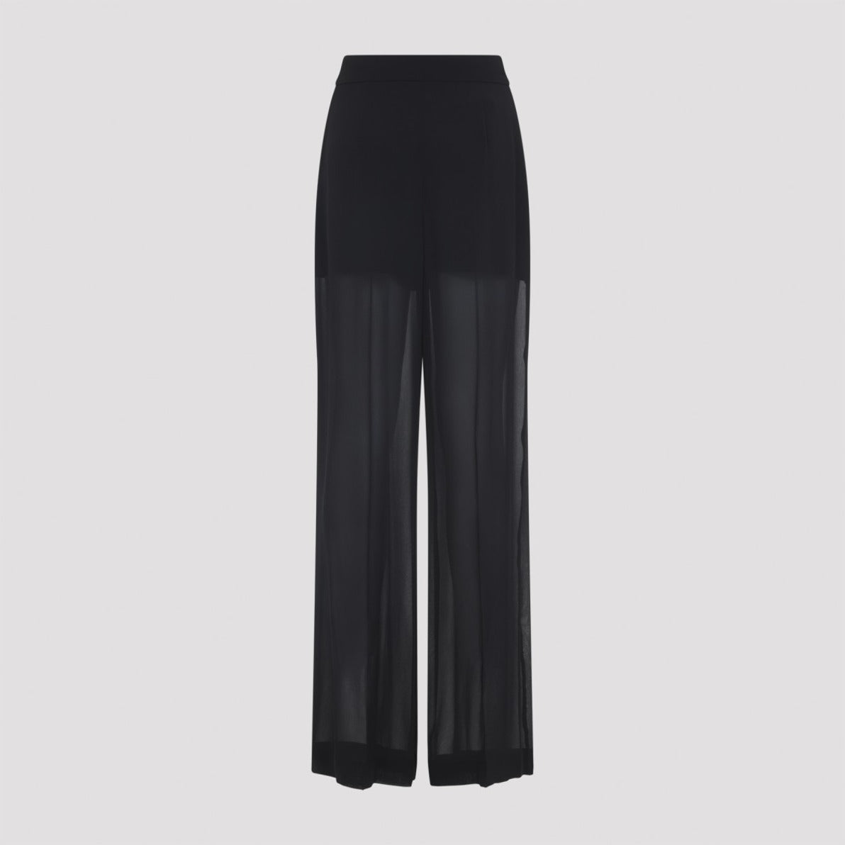 High-Waisted Silk Pants With Sheer Overlay