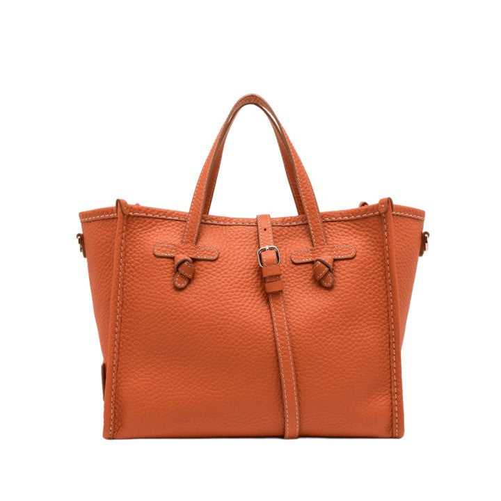 Coral Leather Handbag With Magnetic Closure