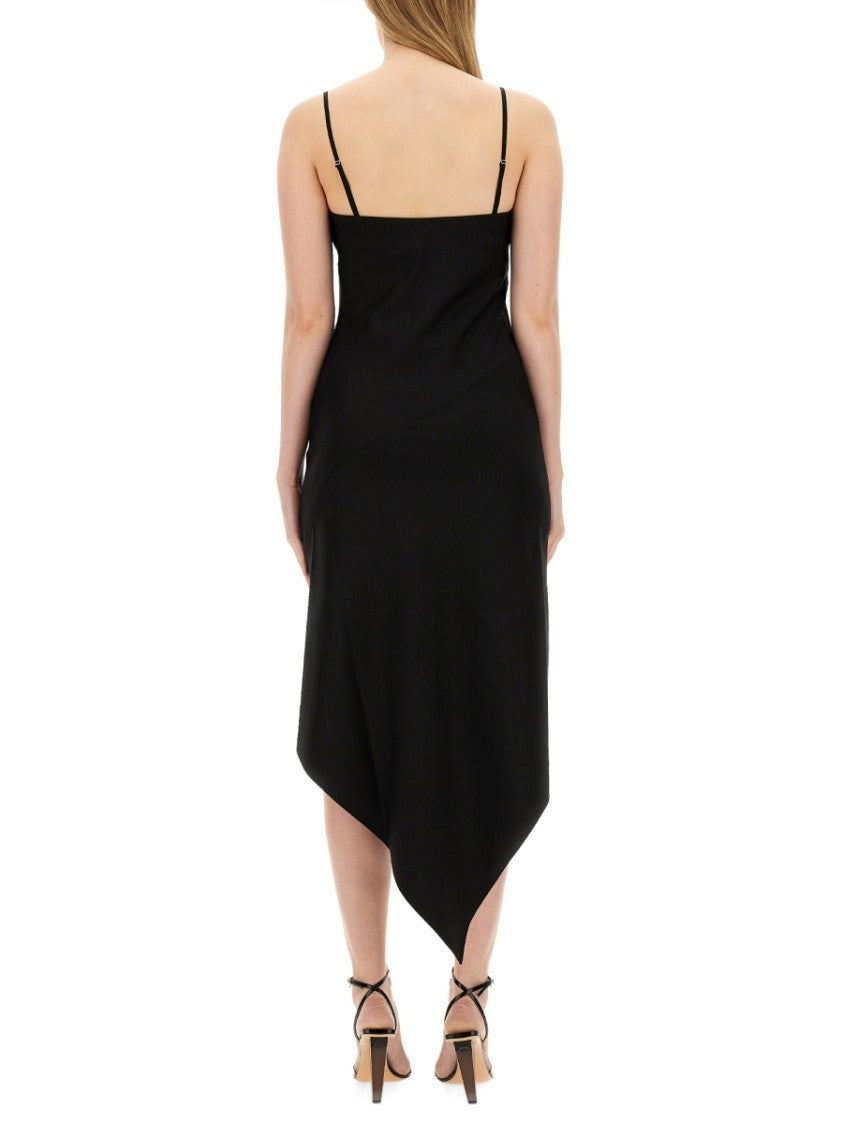 Fitted Evening Dress With Scarf Hem Design