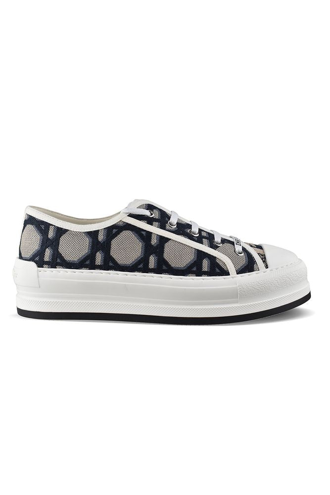 Technical Fabric Low-Top Sneakers With Macro Cannage Embroidery