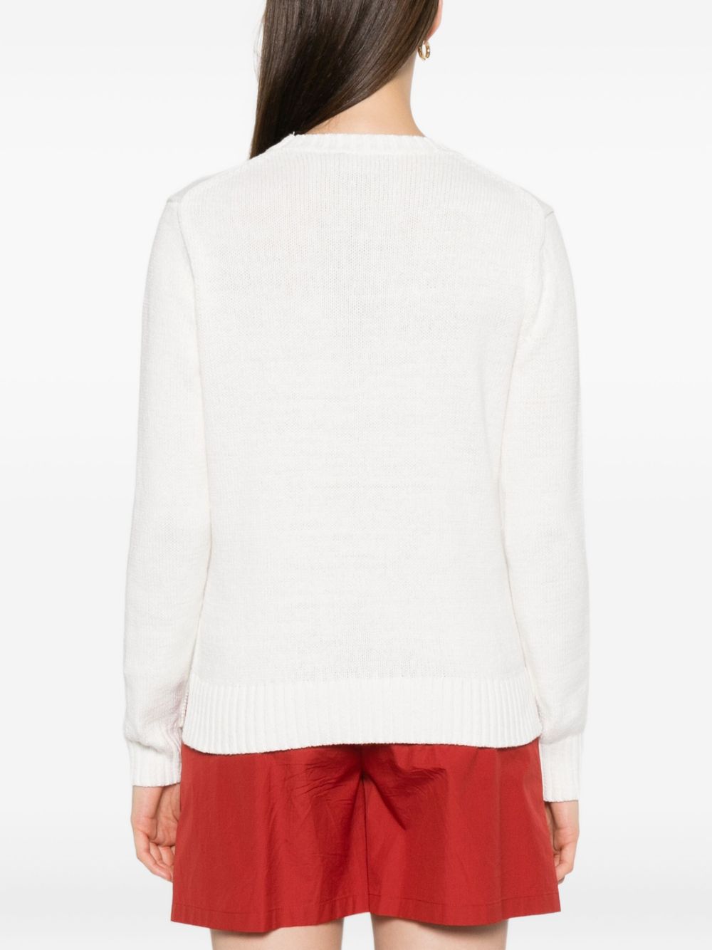 Intarsia-Knit Sweater with Embroidered Polo Bear