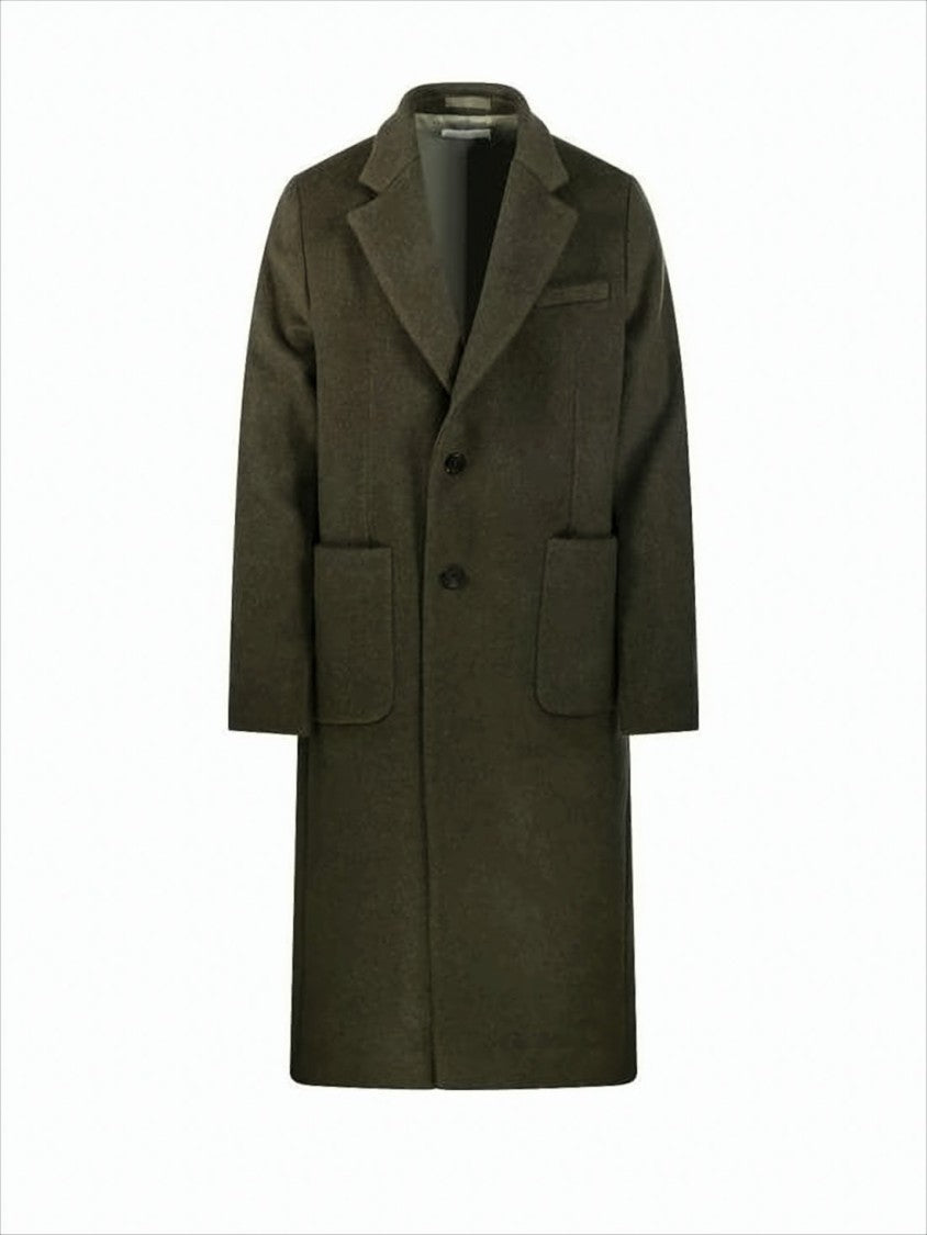 Textured Wool Blend Coat with Structured Lapel