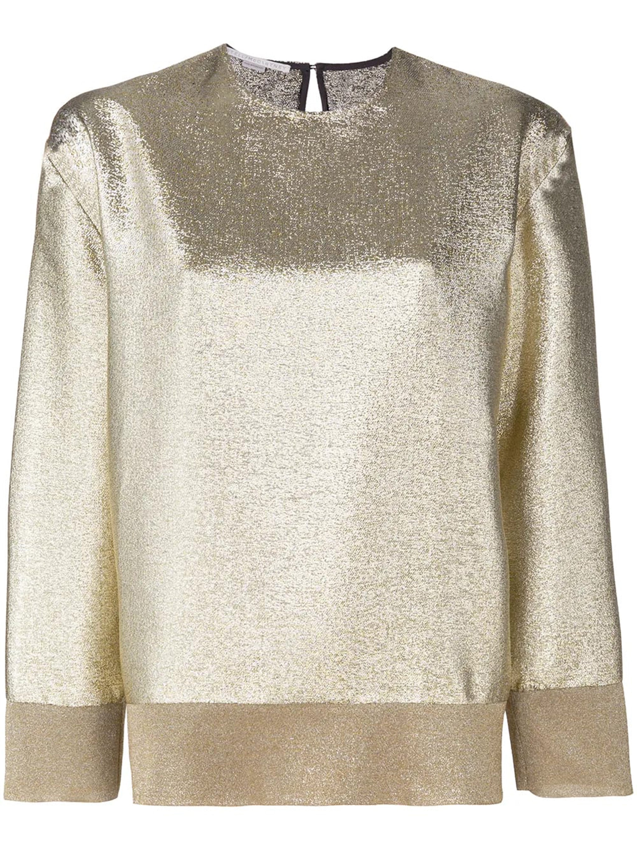 Gold Boxy Metallic Metallic Sweater