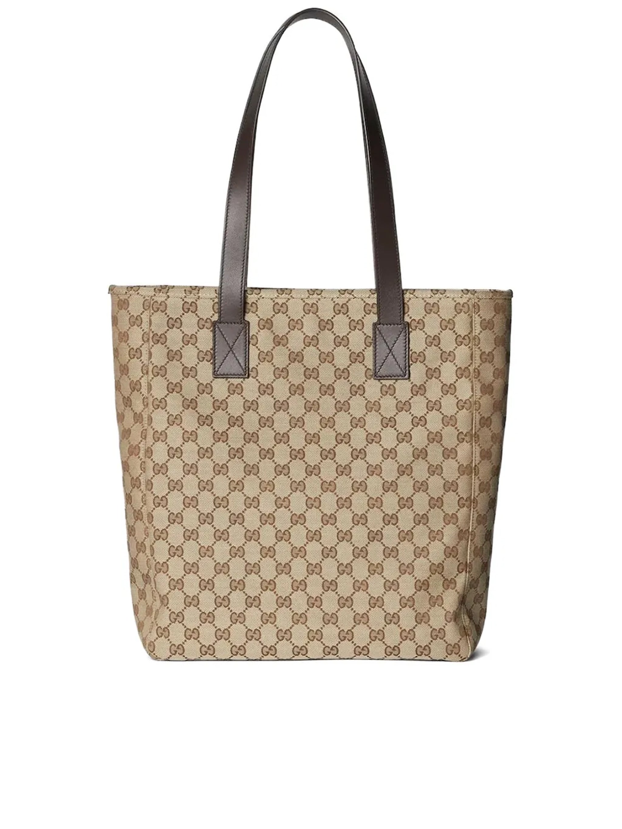Beige Monogram Canvas Web Accent Tote