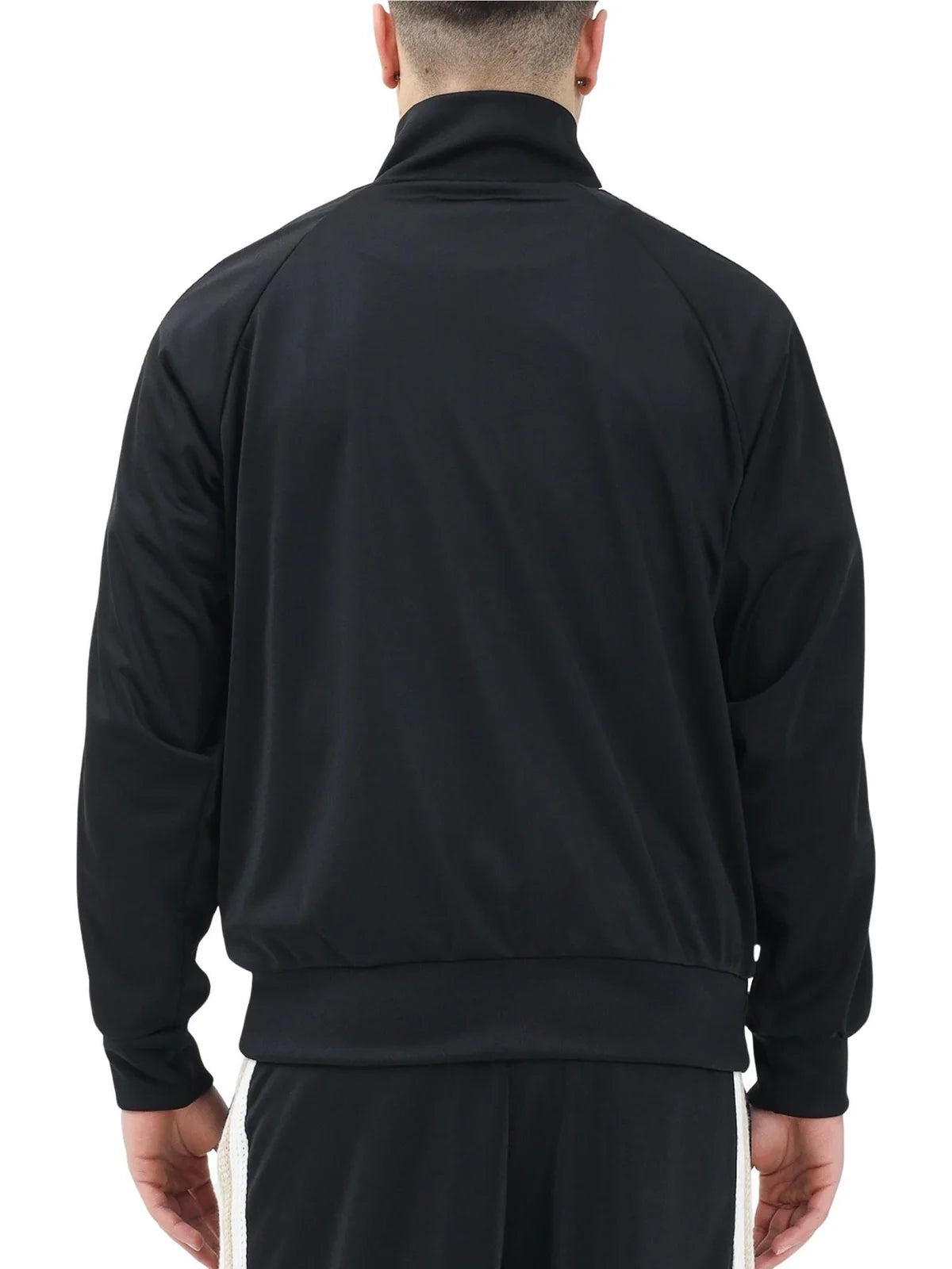 Black Polyester Men Zip Hoodie