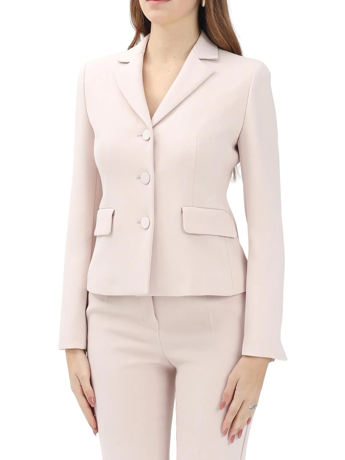 Pink Acetate Polyester Fitted Jacket
