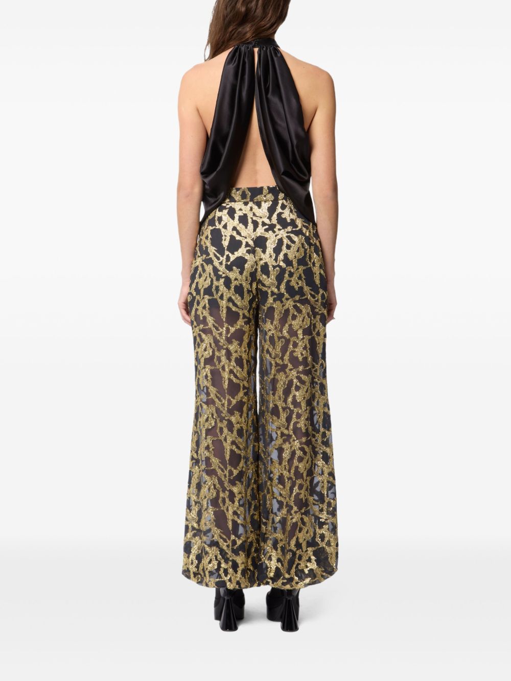 Satin Halterneck Top With Open Back