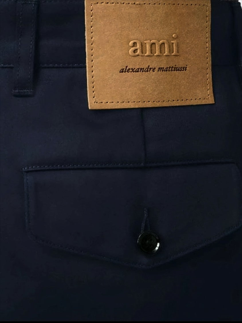 Tailored Blue Straight Pants With Button Closure