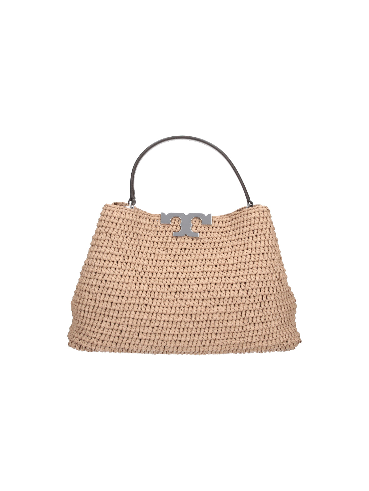 Beige Textured Trapezoidal Woven Bag