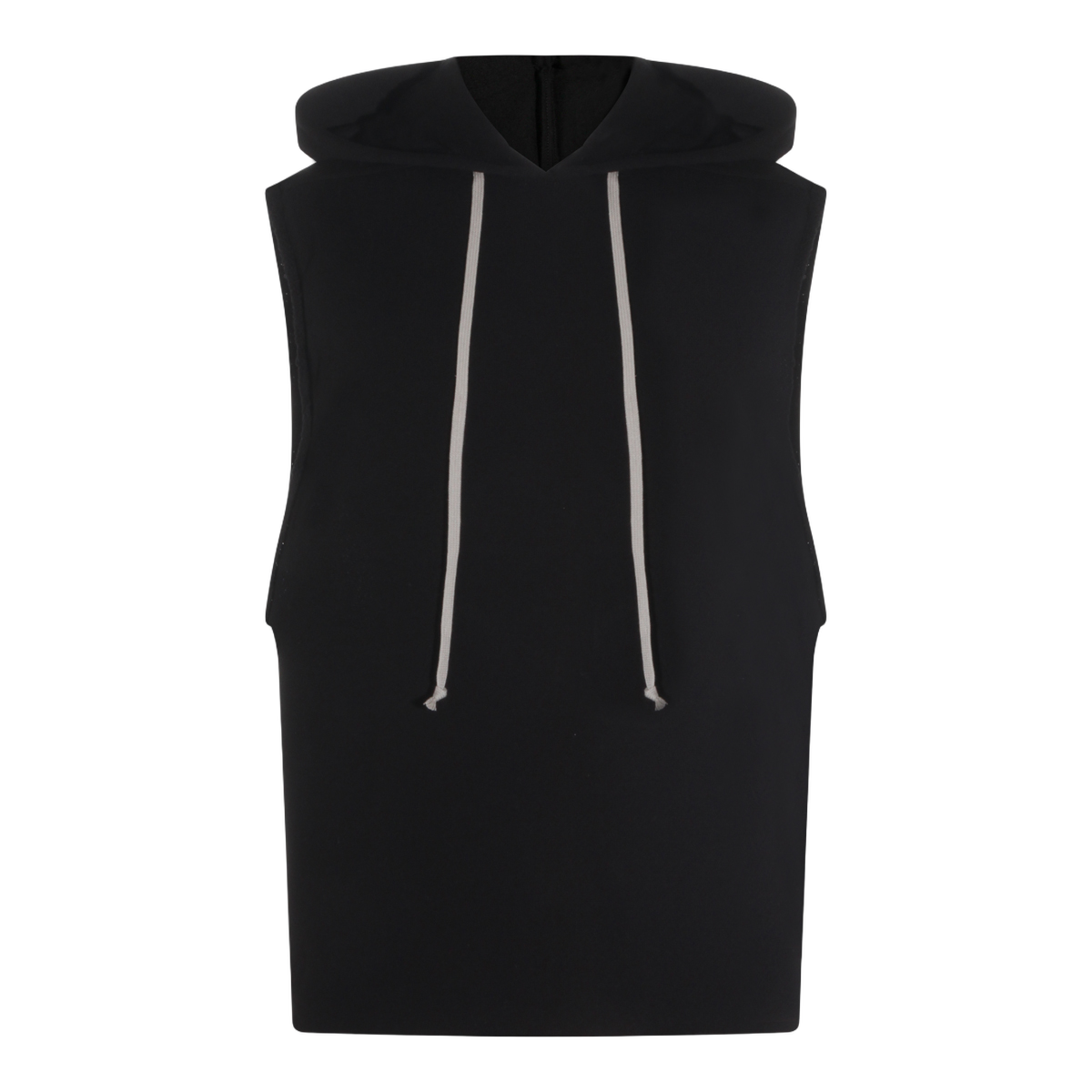 Black Sleeveless Hoodie with Classic Crew Neckline