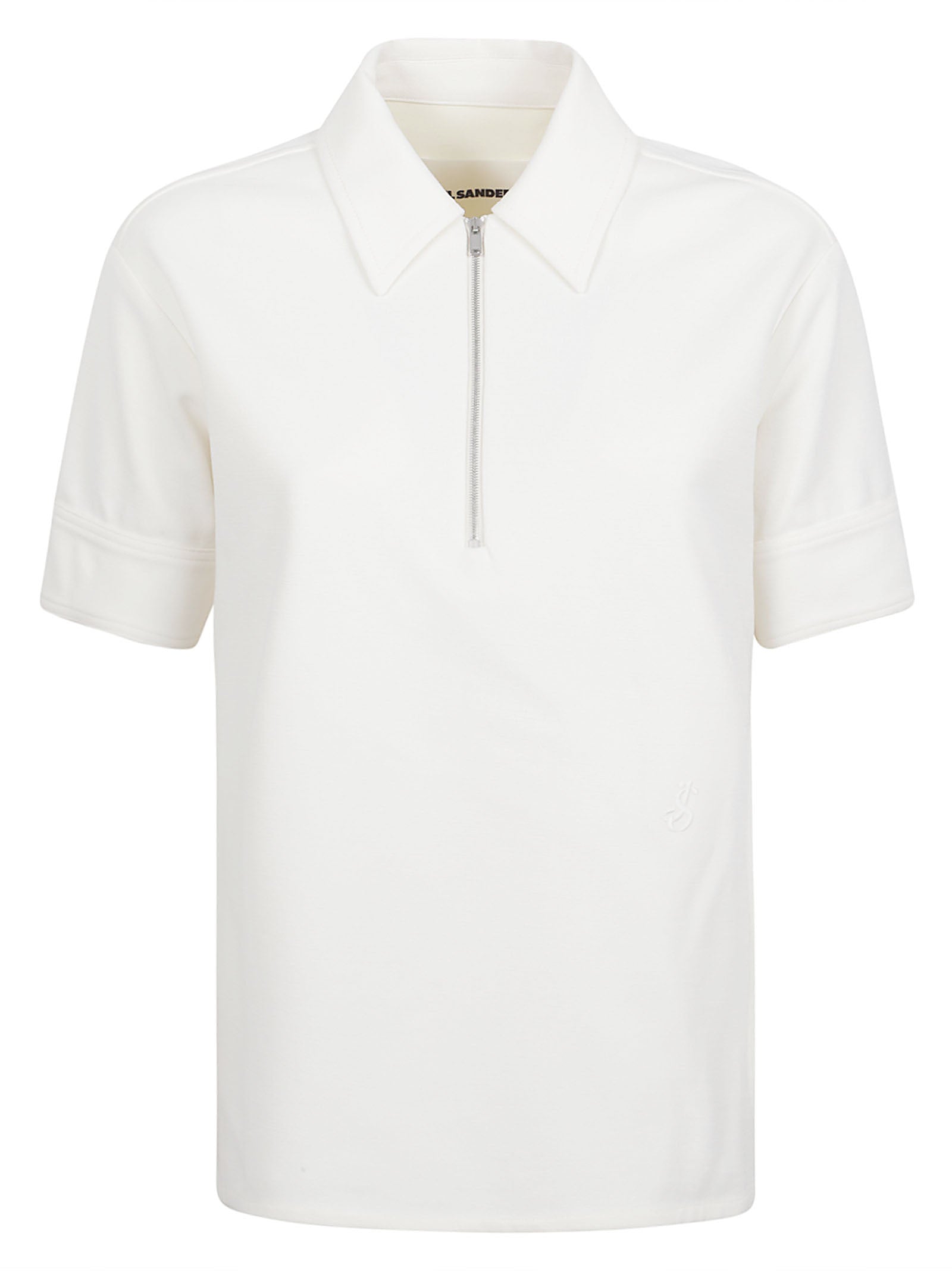Compact White Cotton Jersey Polo with Embroidered Monogram