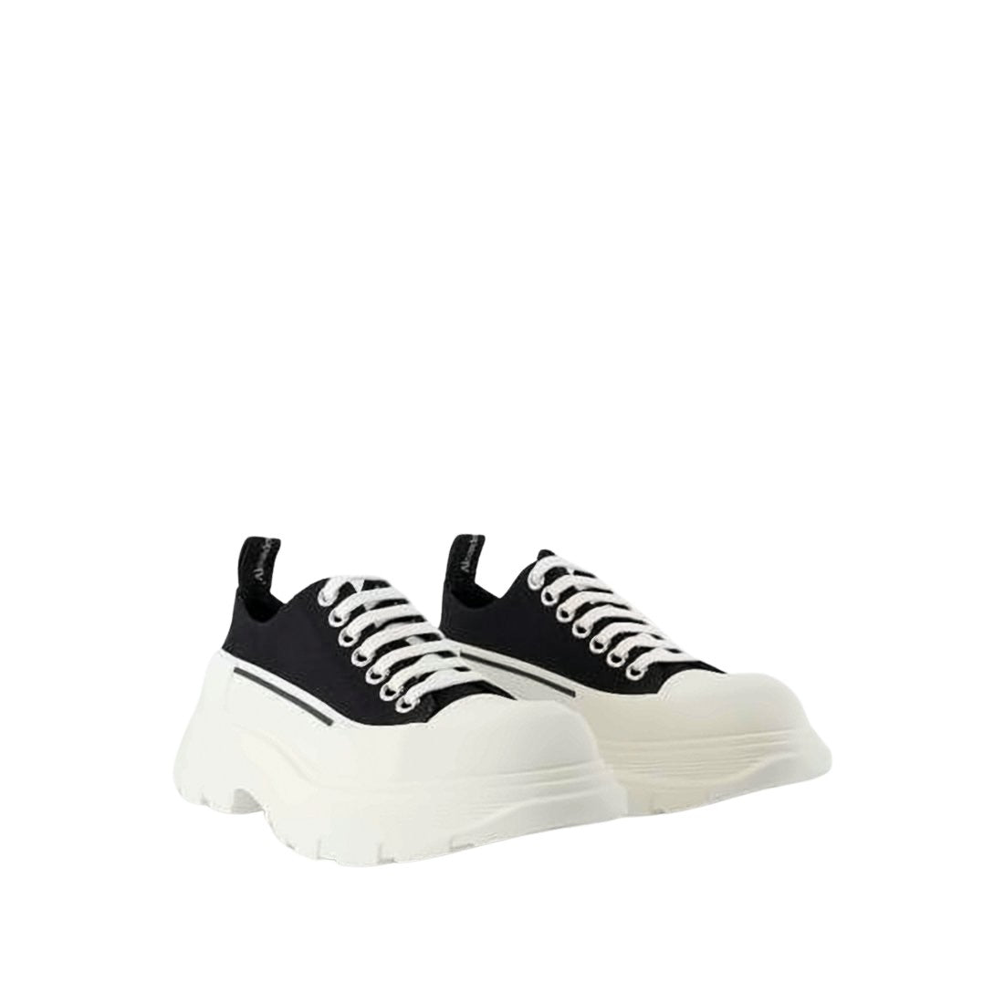 Black Cotton Sneakers with White Rubber Sole