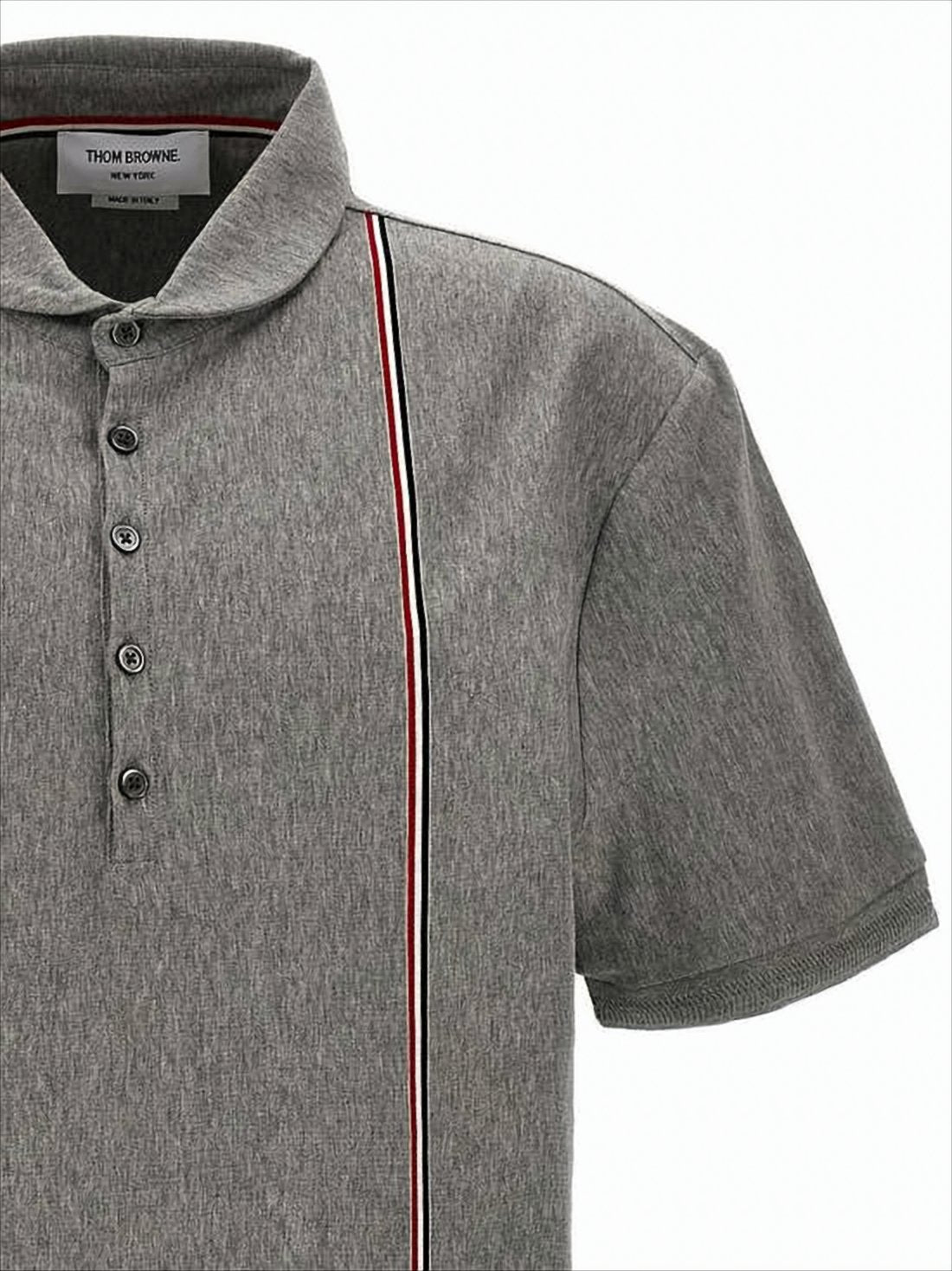 Short-Sleeved Polo Shirt With Classic Collar And Vertical Stripe Detail