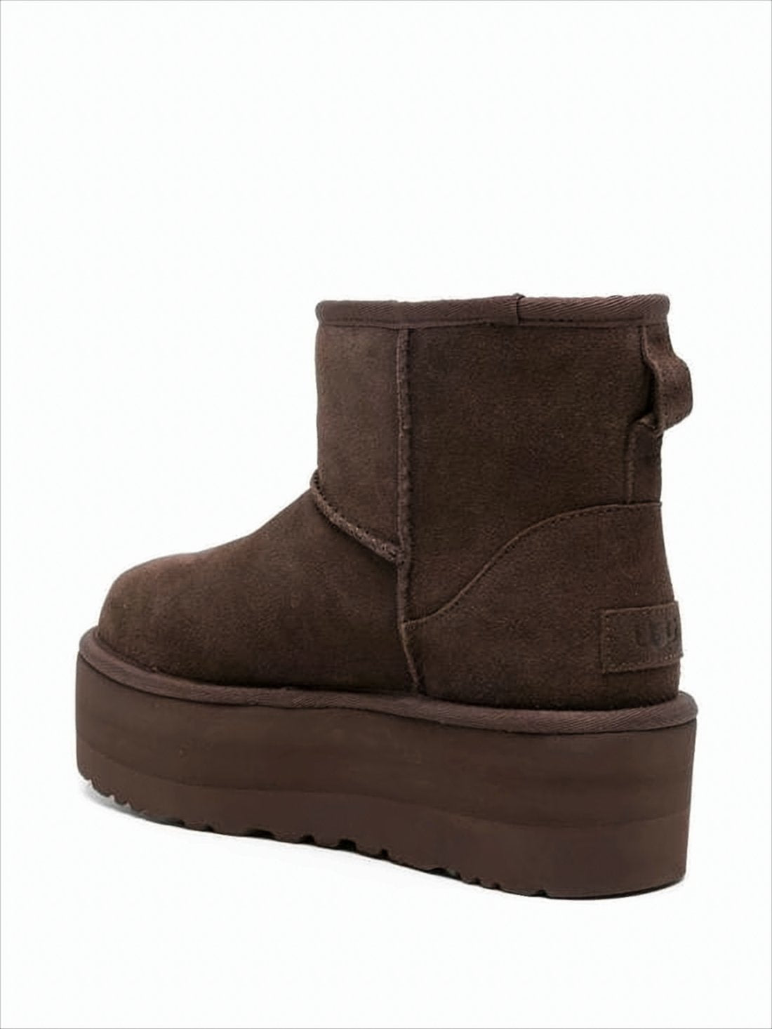 Ankle-High Brown Suede Boots with Platform Sole and Wool Lining