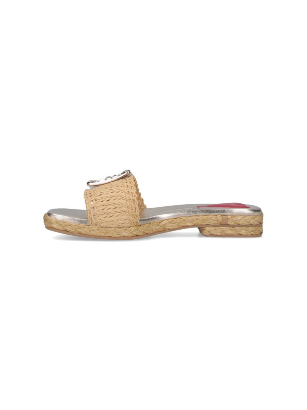 Square-Toe Slide Sandals With Woven Strap