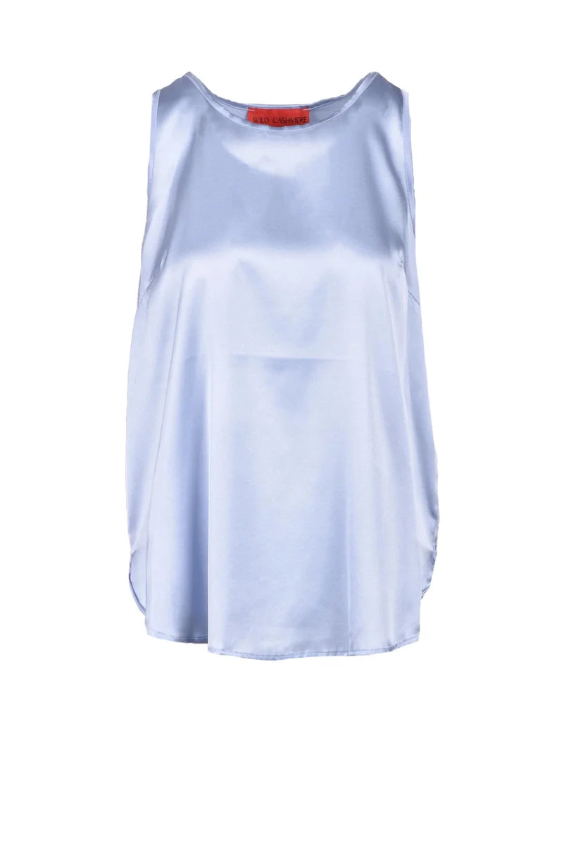 Stretch Silk Top - Light Blue