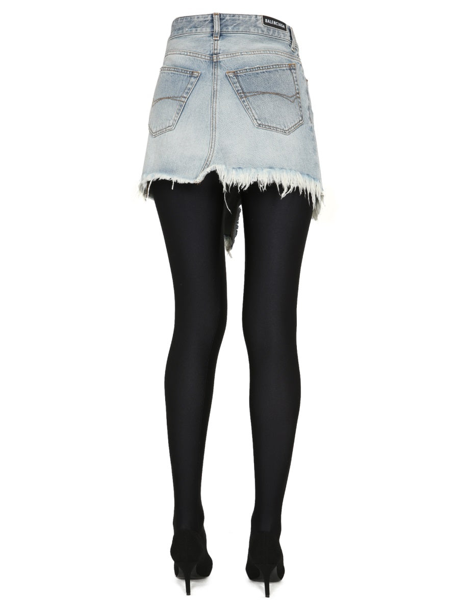 Fitted Mini Skirt with Belt Loops in Cotton