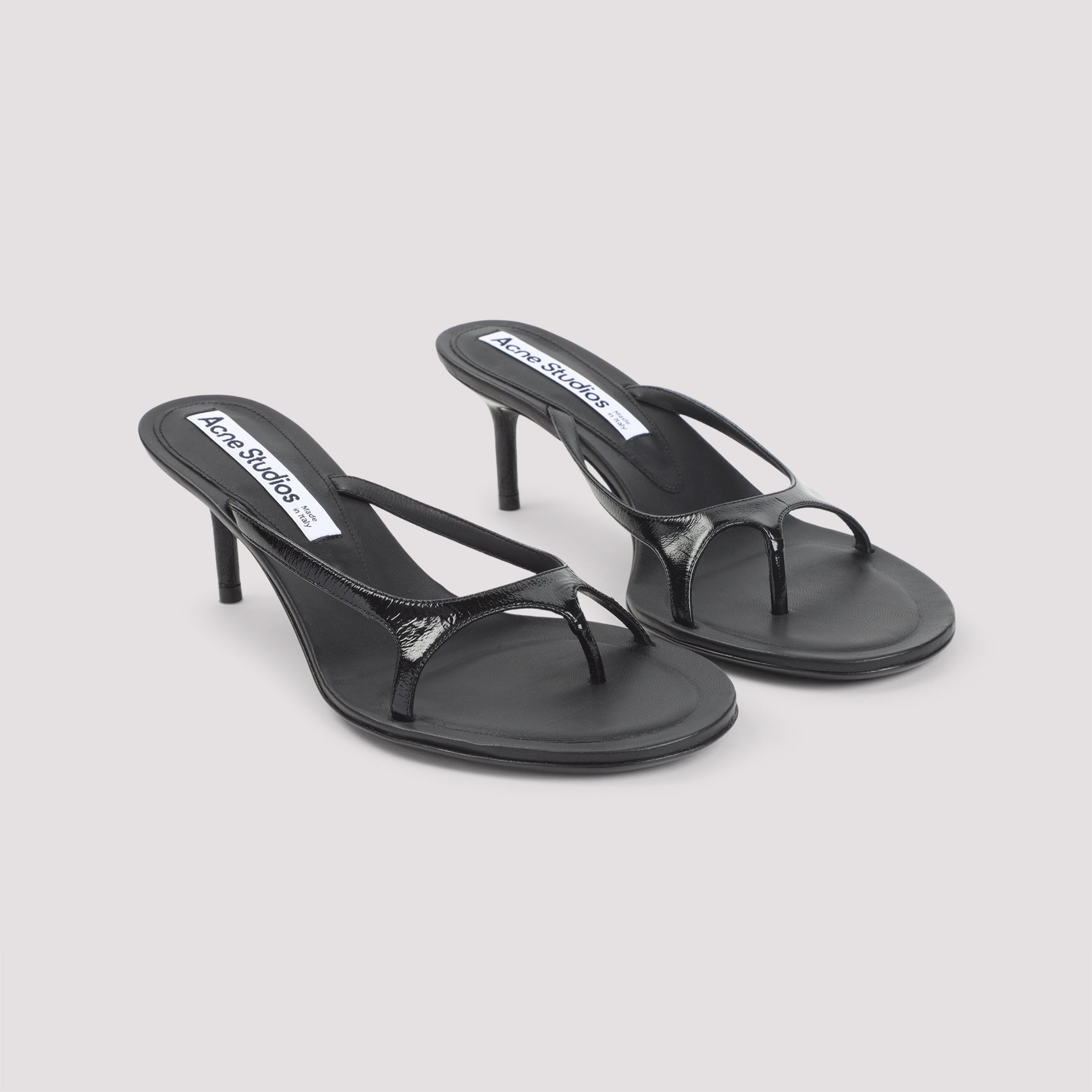 Black Leather Sandal With Minimalist Thong Design