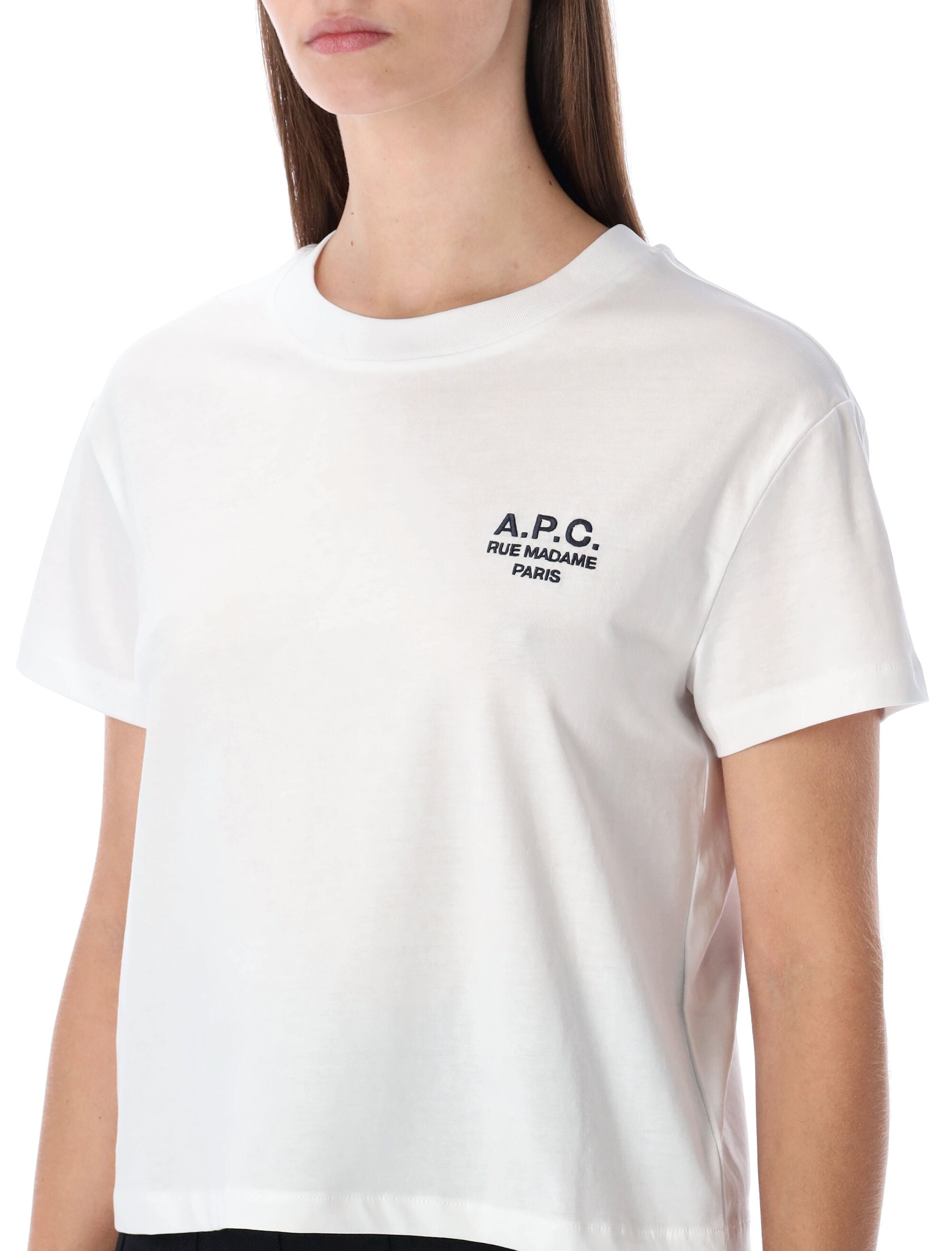 Luźny T-shirt z bawełny organicznej z dekoltem wykończonym ściągaczem