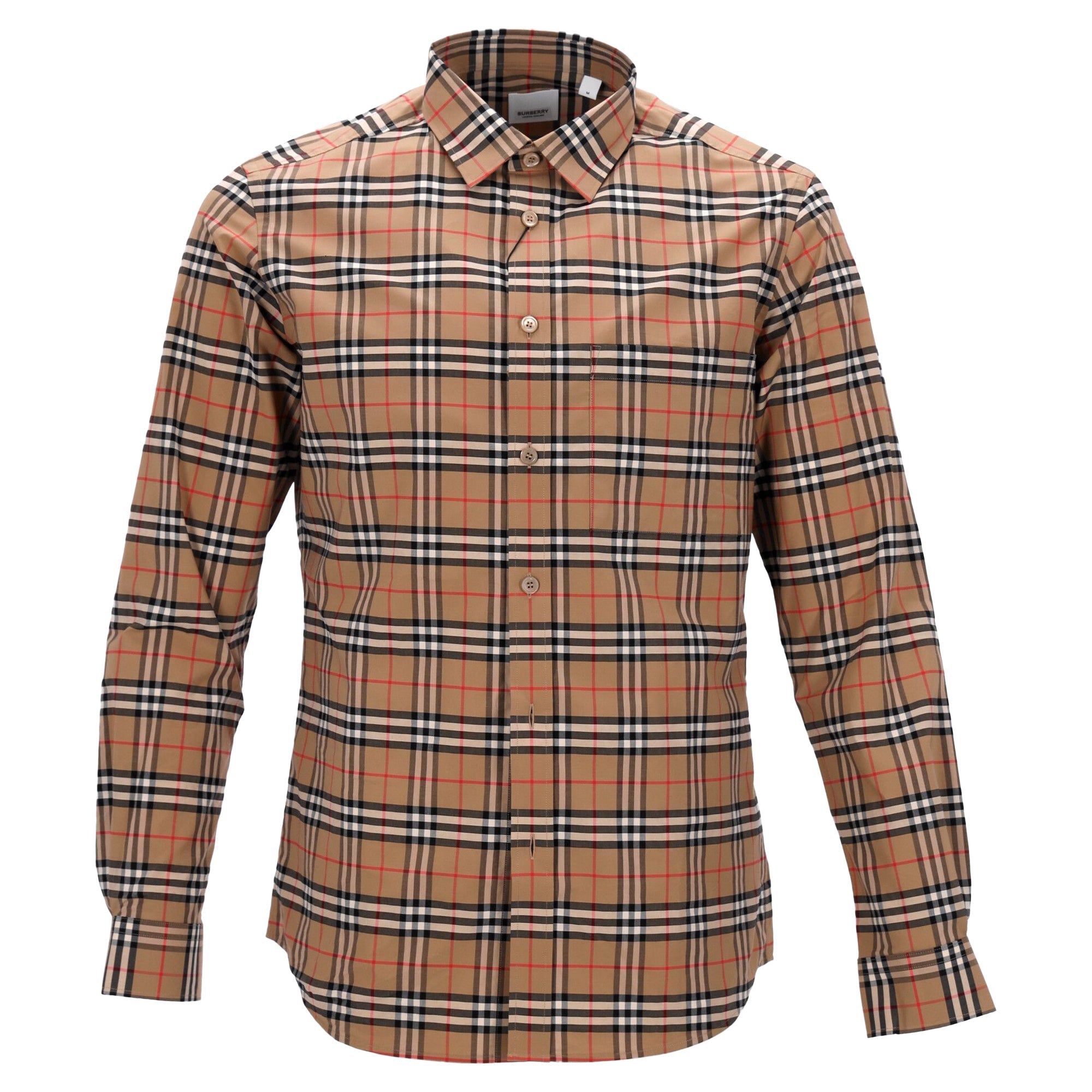 Long-Sleeved Checked Shirt With Classic Collar And Curved Hem