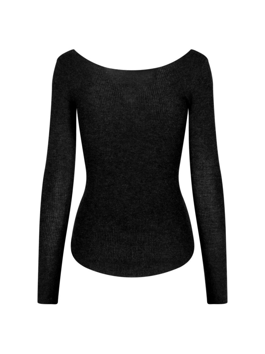 Cashmere-Silk Knit Top – Black