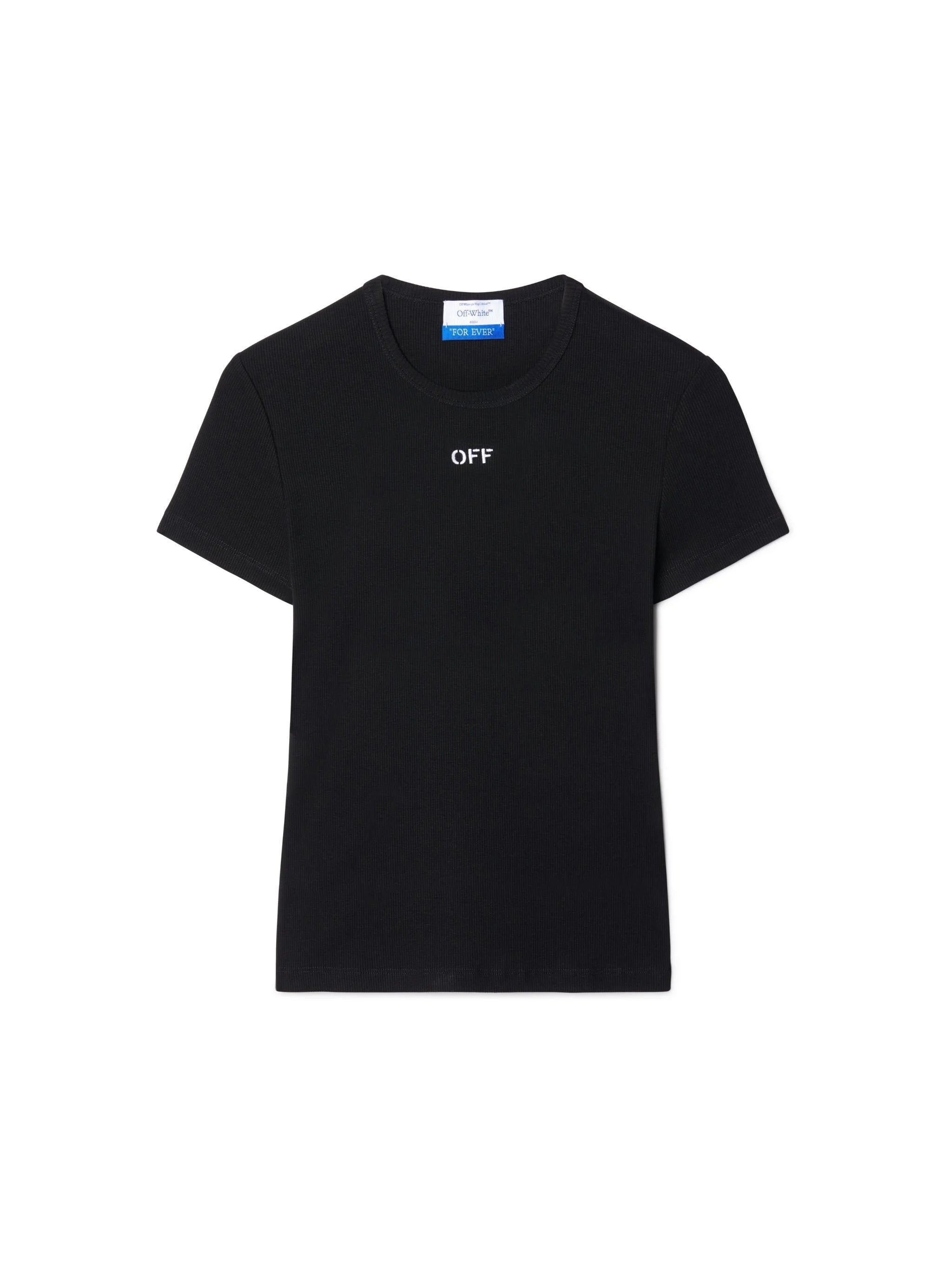 Off Stamp Rib Basic Cotton T-Shirt
