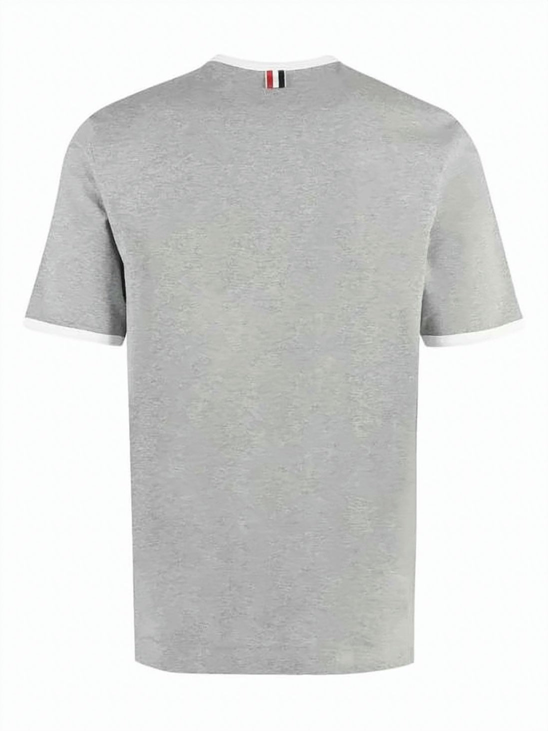 Grey Short-Sleeve T-Shirt with Tricolor Detail