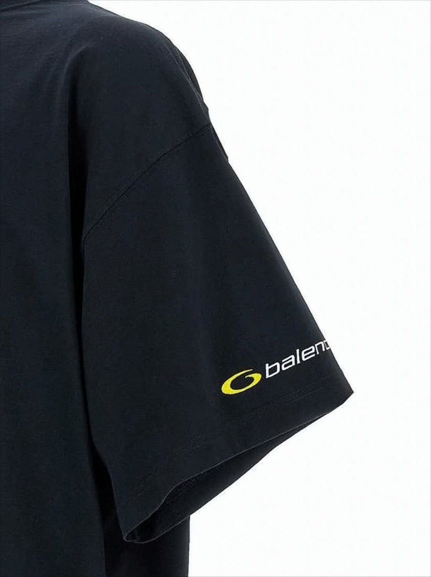 Boxy-Fit Black Cotton T-Shirt With Bold Logo Print