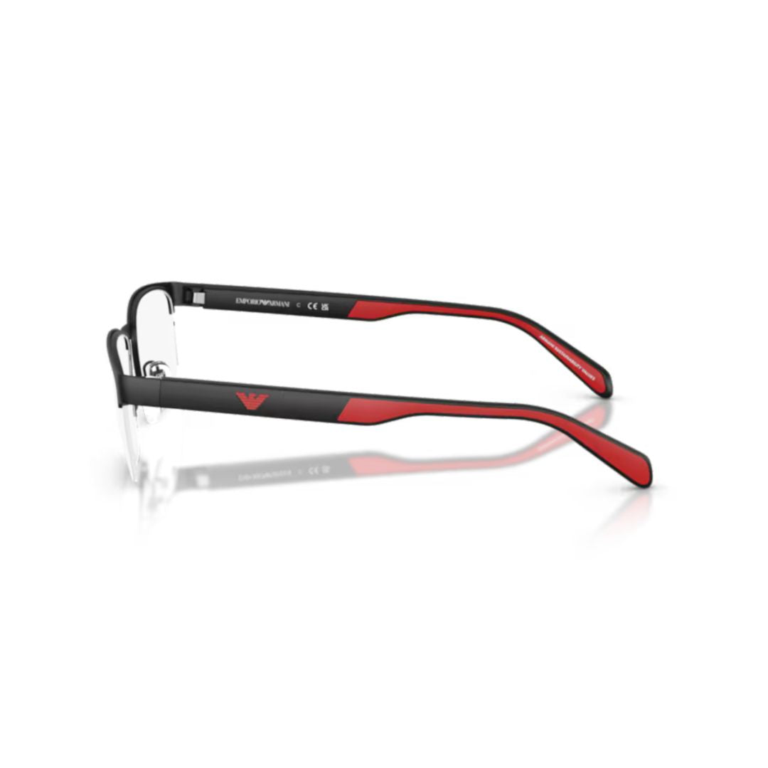 0ea1162 Semi-Rimless Black Metal Eyeglasses with Bold Red Accents