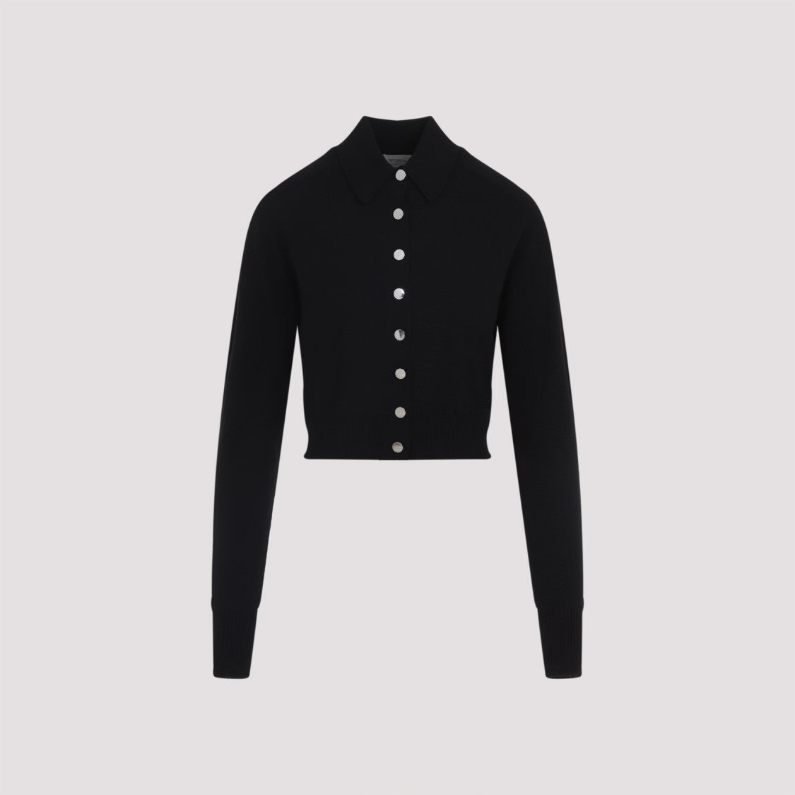 Cropped Virgin Wool Sweater With Classic Collar
