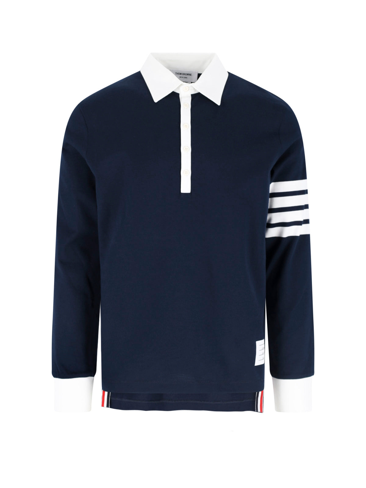 Navy 4-Bar Cotton Polo
