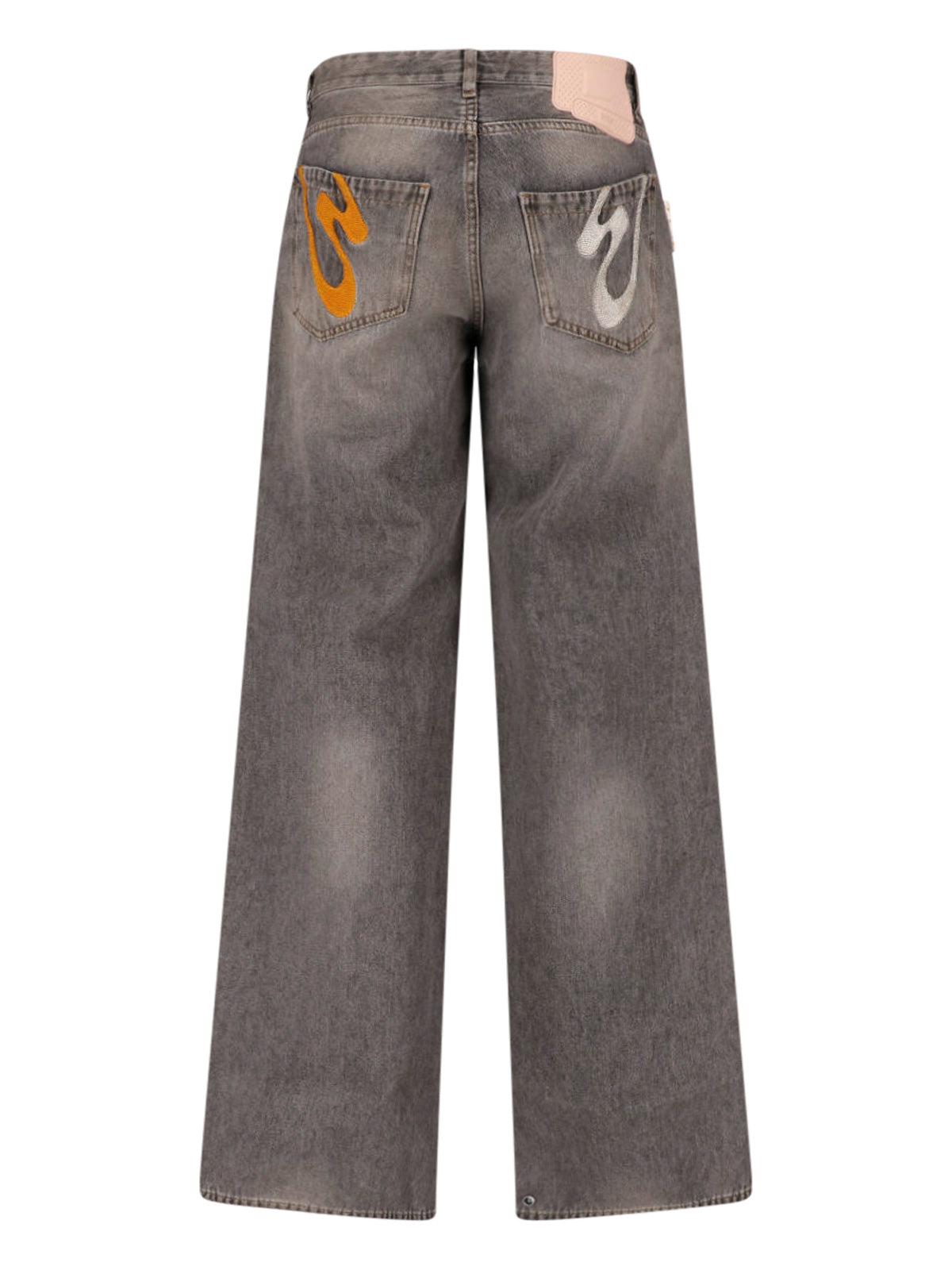 Gray Rich Kid Wide-Leg Jeans