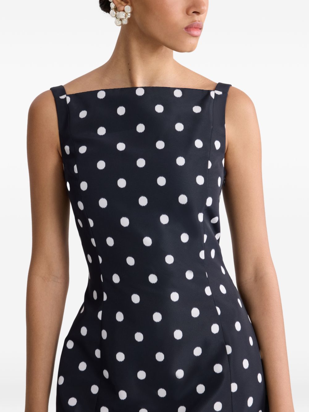 Silk And Nylon Polka Dot Mini Dress