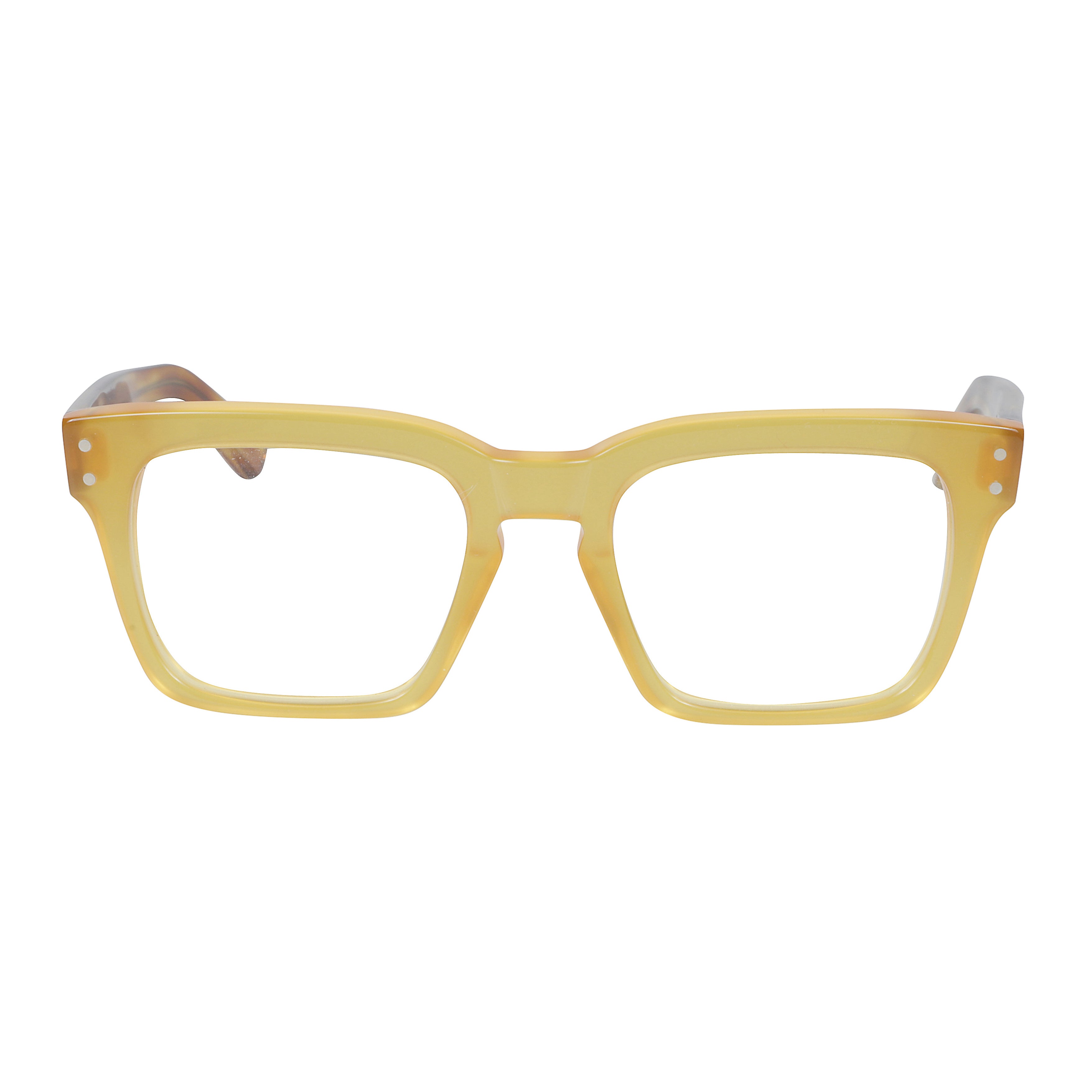 Truman Translucent Amber-Yellow Square Frame Sunglasses with Tortoiseshell Temples