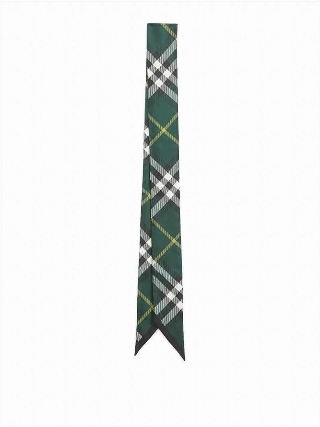Plaid Silk Scarf with Pointed Ends