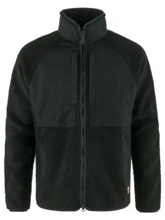 Textured Fleece Jacket with Zippered High Collar
