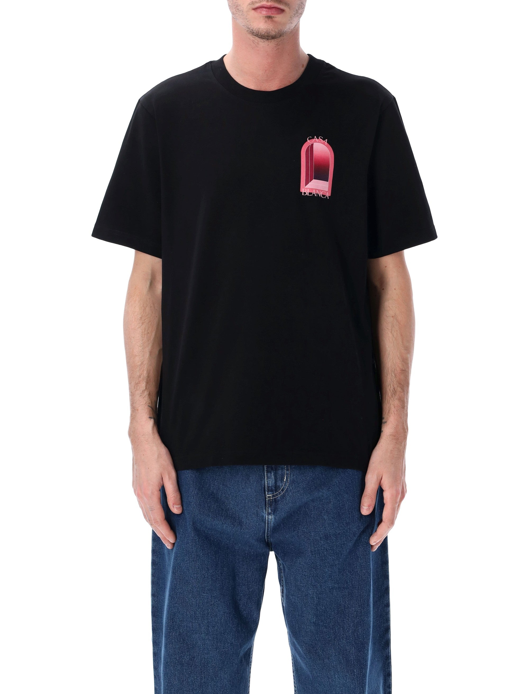L’Arche Printed Pink T-Shirt In Black