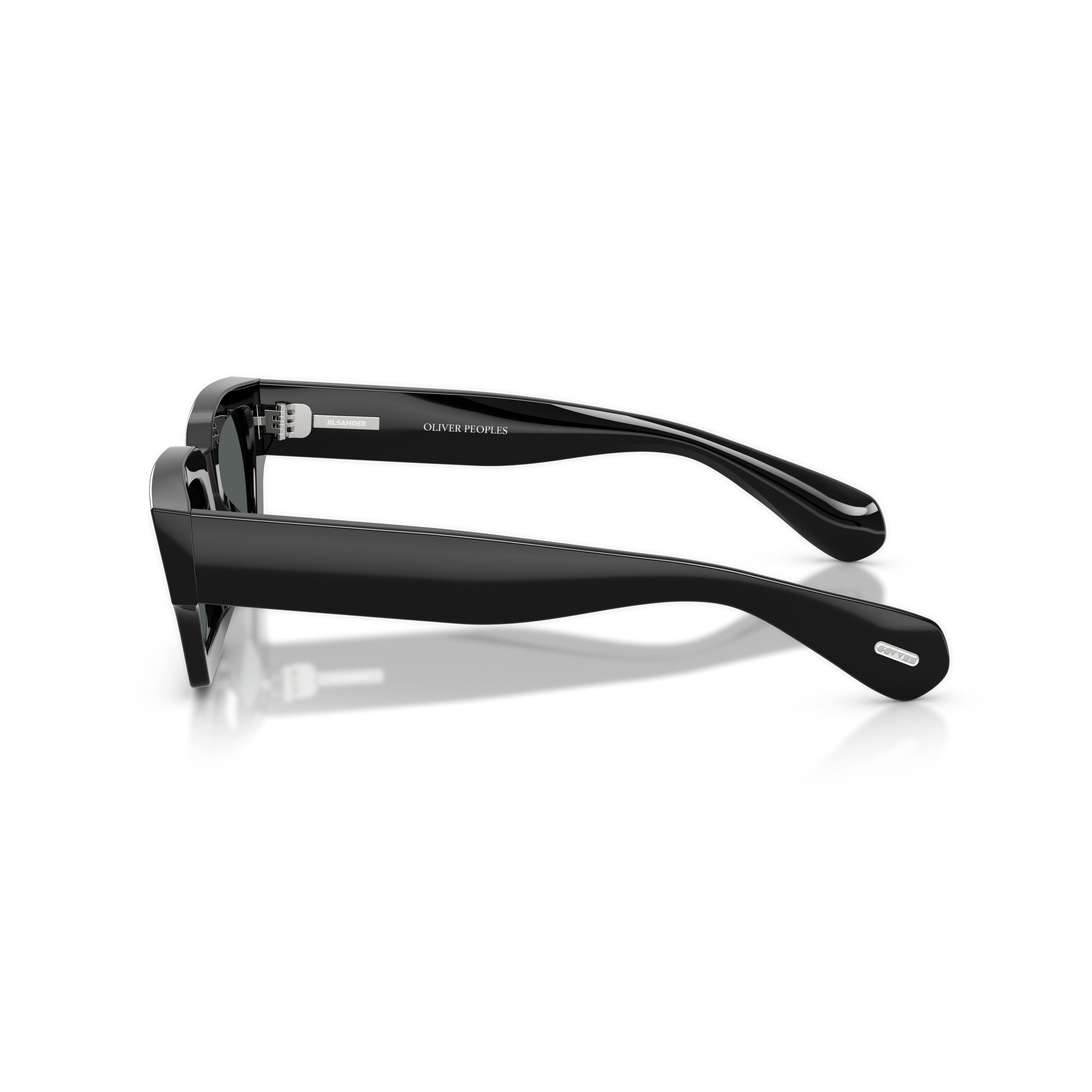 Rectangular Black Acetate Sunglasses With Wide Arms