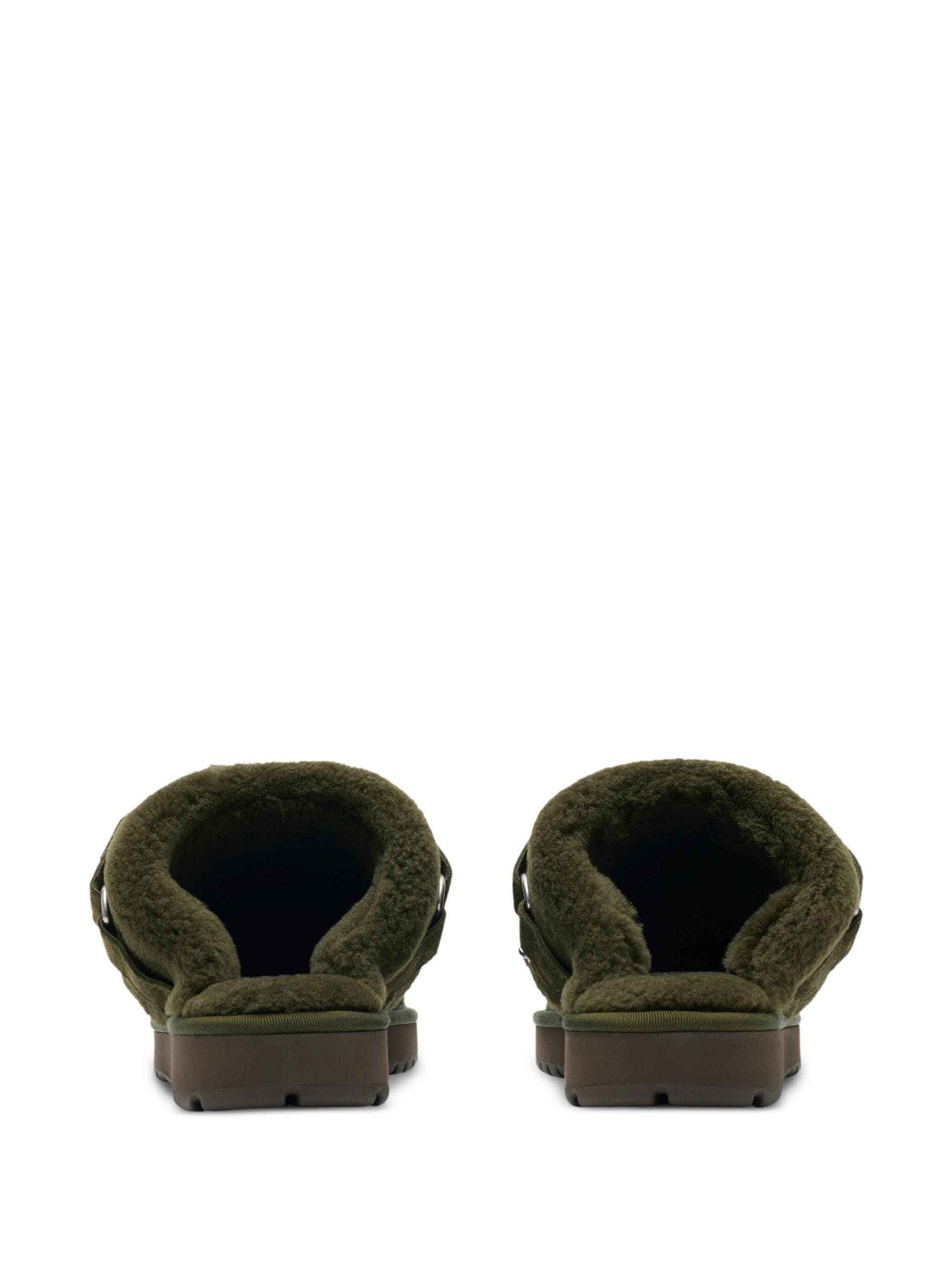 Chubby Suede Shearling Buckle Mules