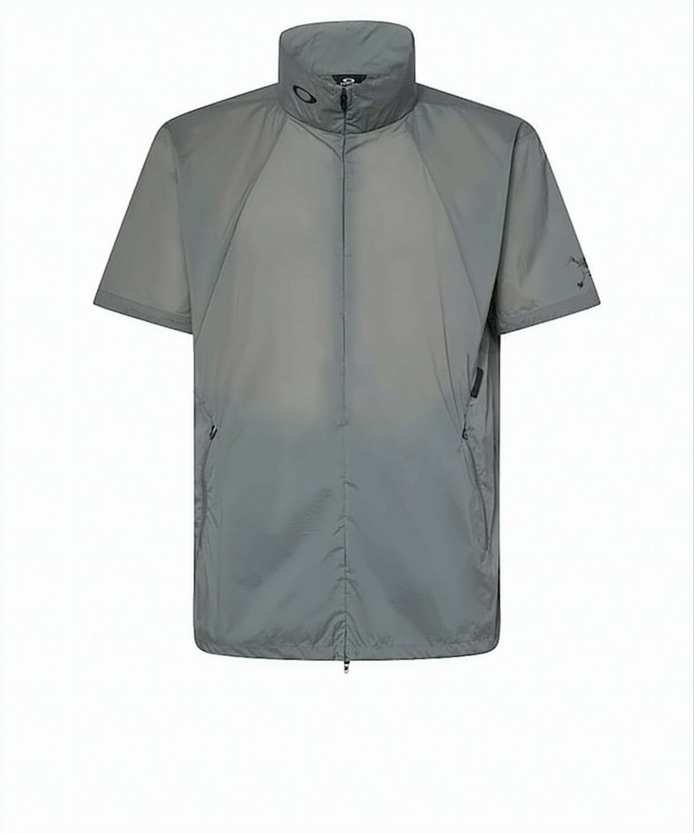 Short-Sleeve Jacket With High Collar And Graphic Detail