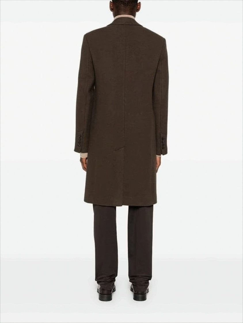 Brown Tailored Wool Coat With Notched Lapel And Classic Silhouette