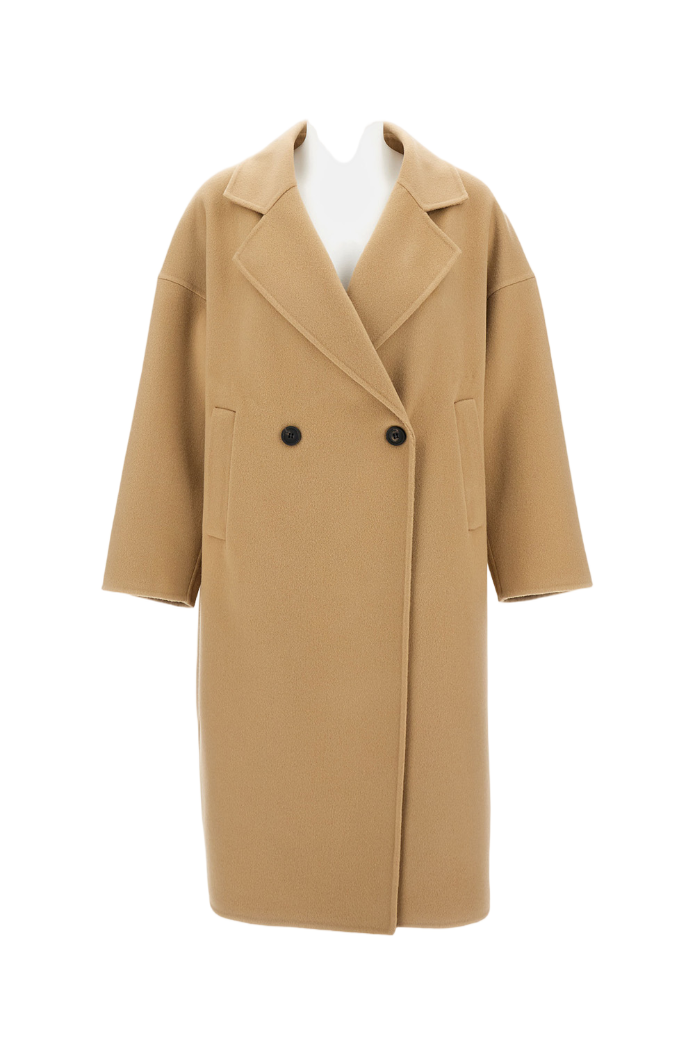 Relaxed Fit Long Wool Blend Coat