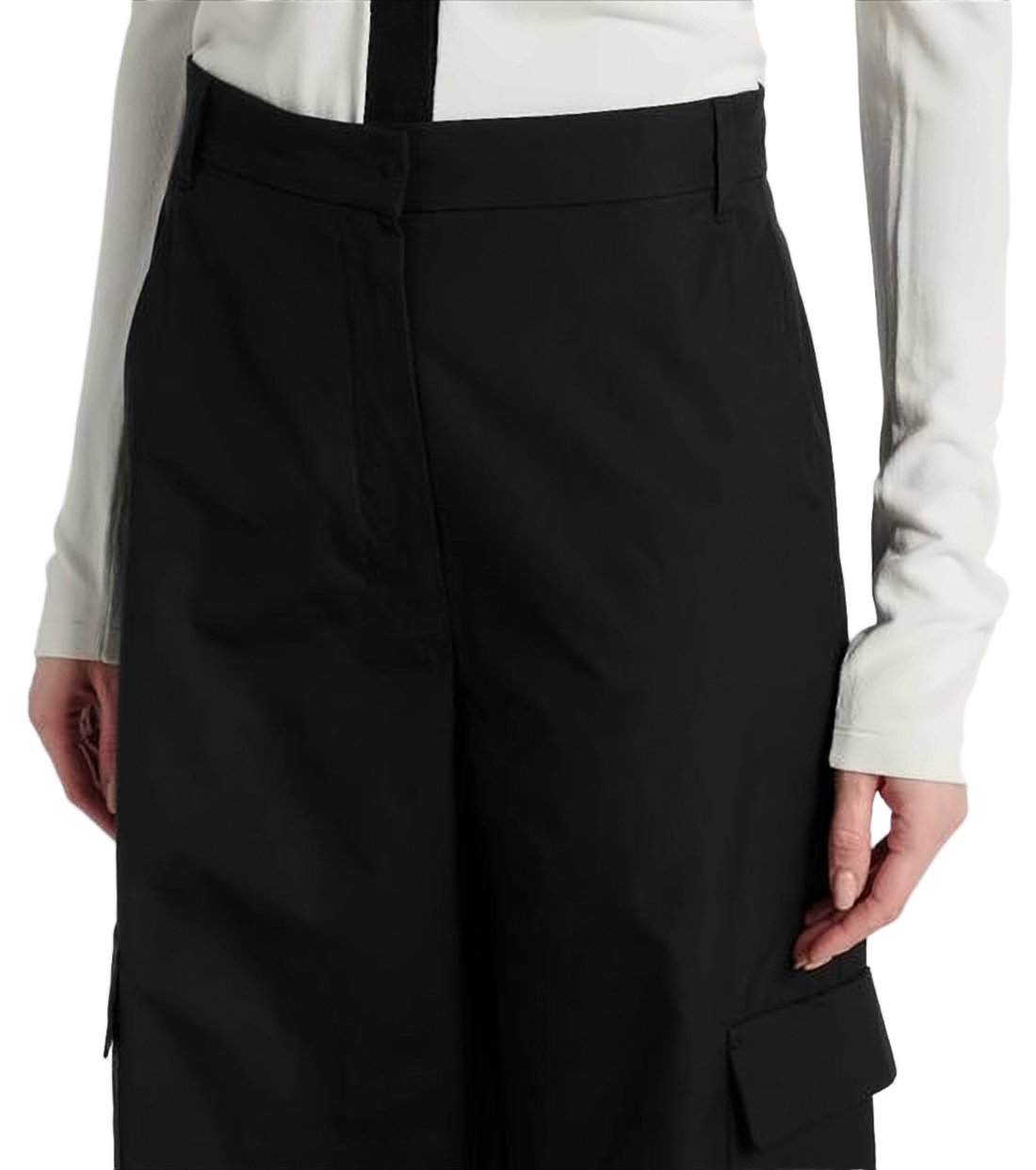 High-Waisted Black Straight-Leg Pants