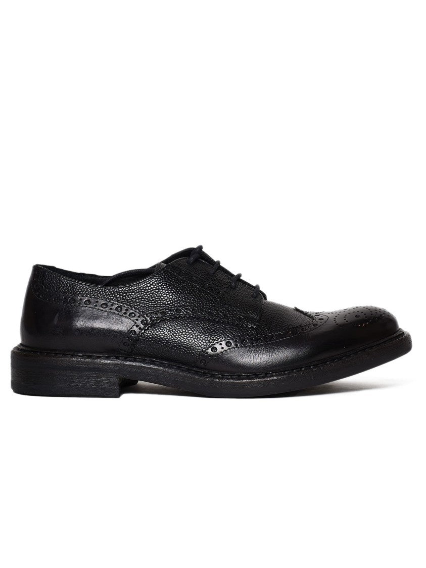 Black Leather Lace-Up Shoes